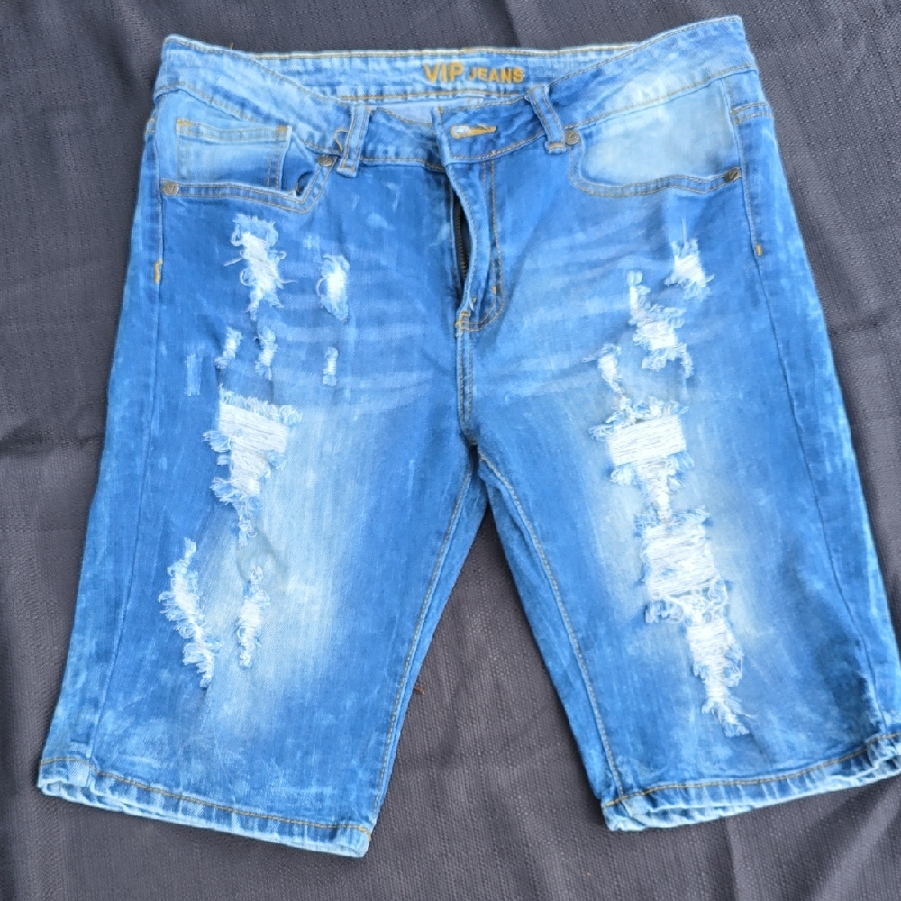 VIP Blue Distressed Jean Shorts